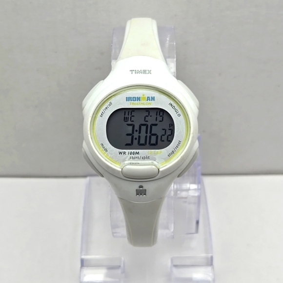 Womens Timex Ironman Triathlon Watch Indiglo Floral Dial White Band New Battery - Picture 1 of 10